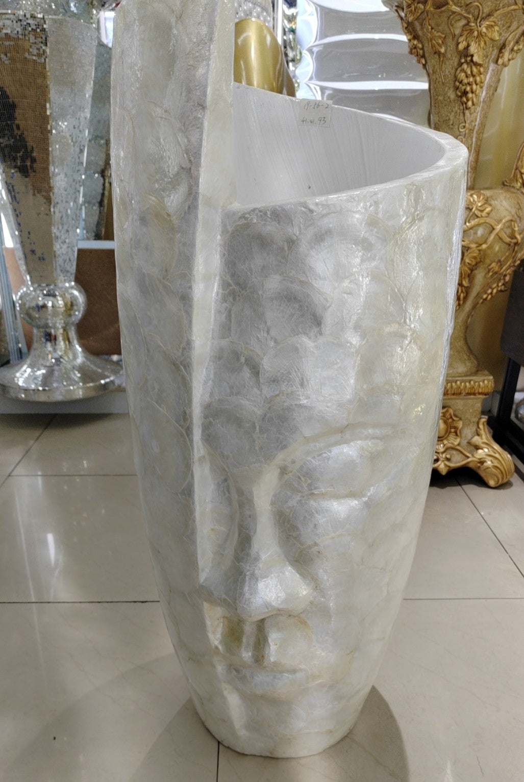 Tall Face Vase Pearl