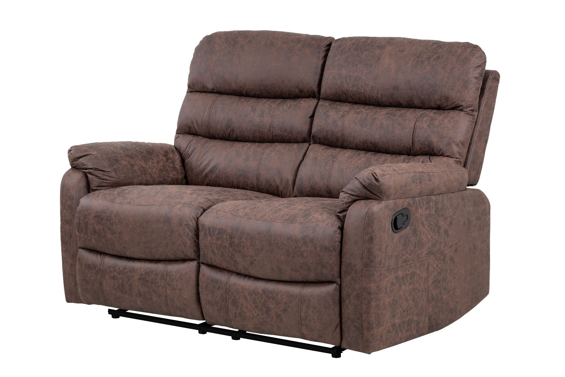 Taylor 2 Seater Recliner-Leather Air-Antique Brown Rub Off
