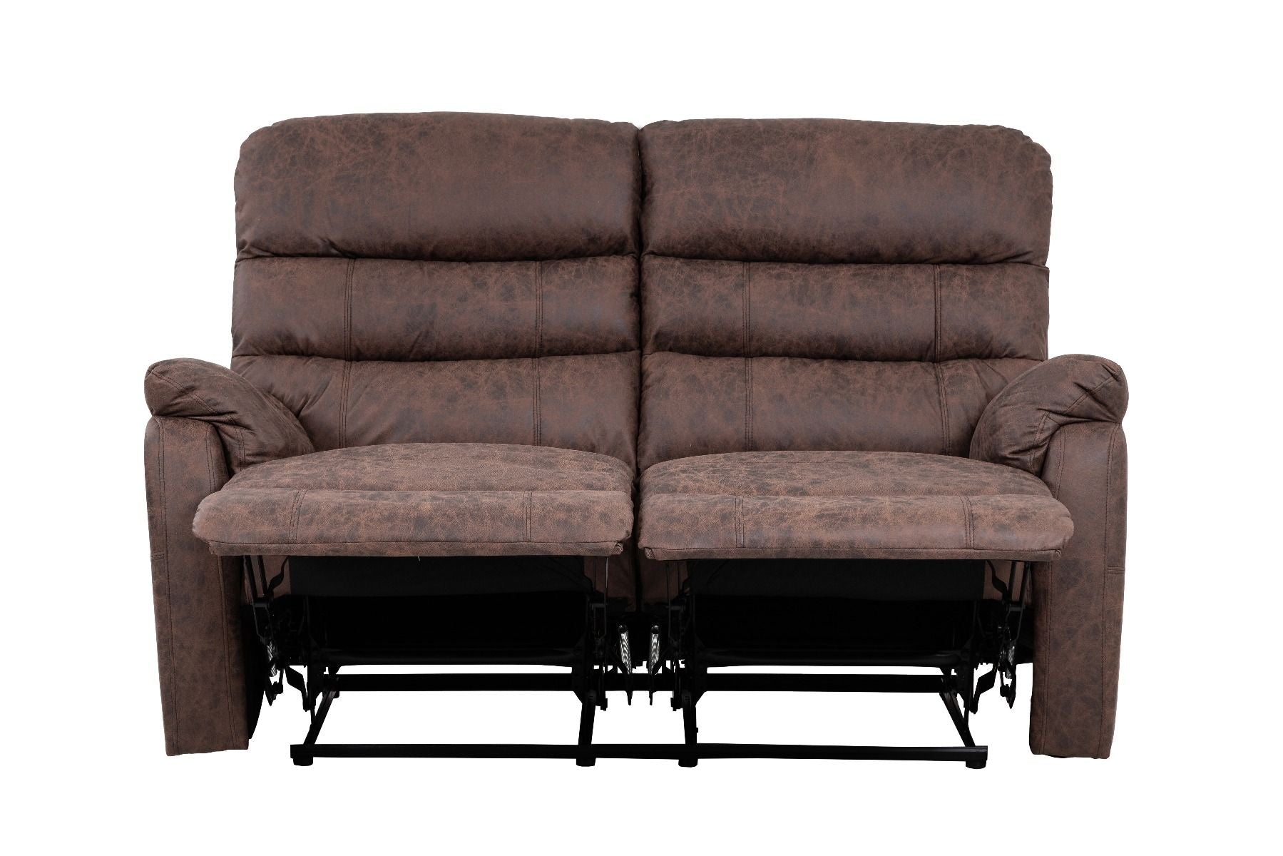 Taylor 2 Seater Recliner-Leather Air-Antique Brown Rub Off