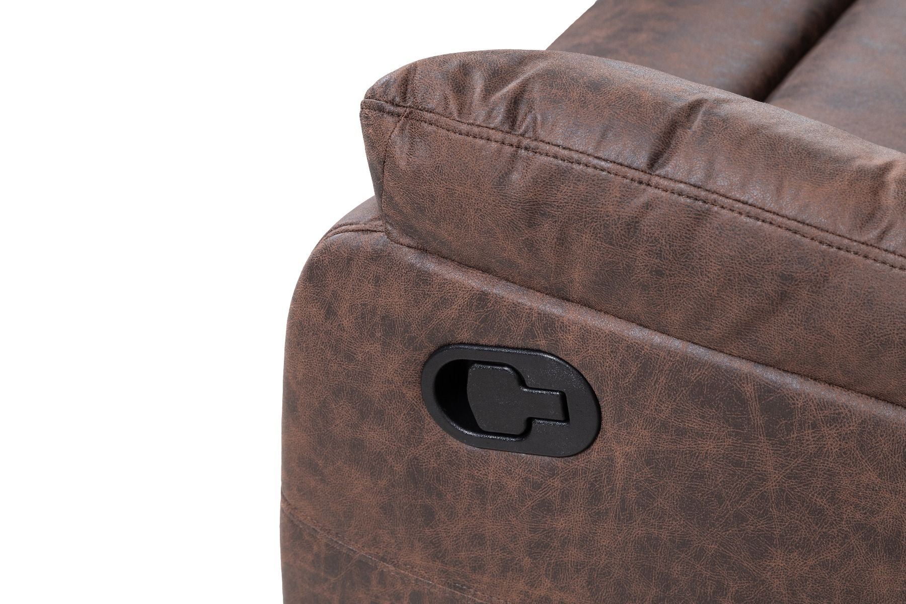 Taylor 3 Seater Recliner-Leather Air-Antique Brown Rub Off
