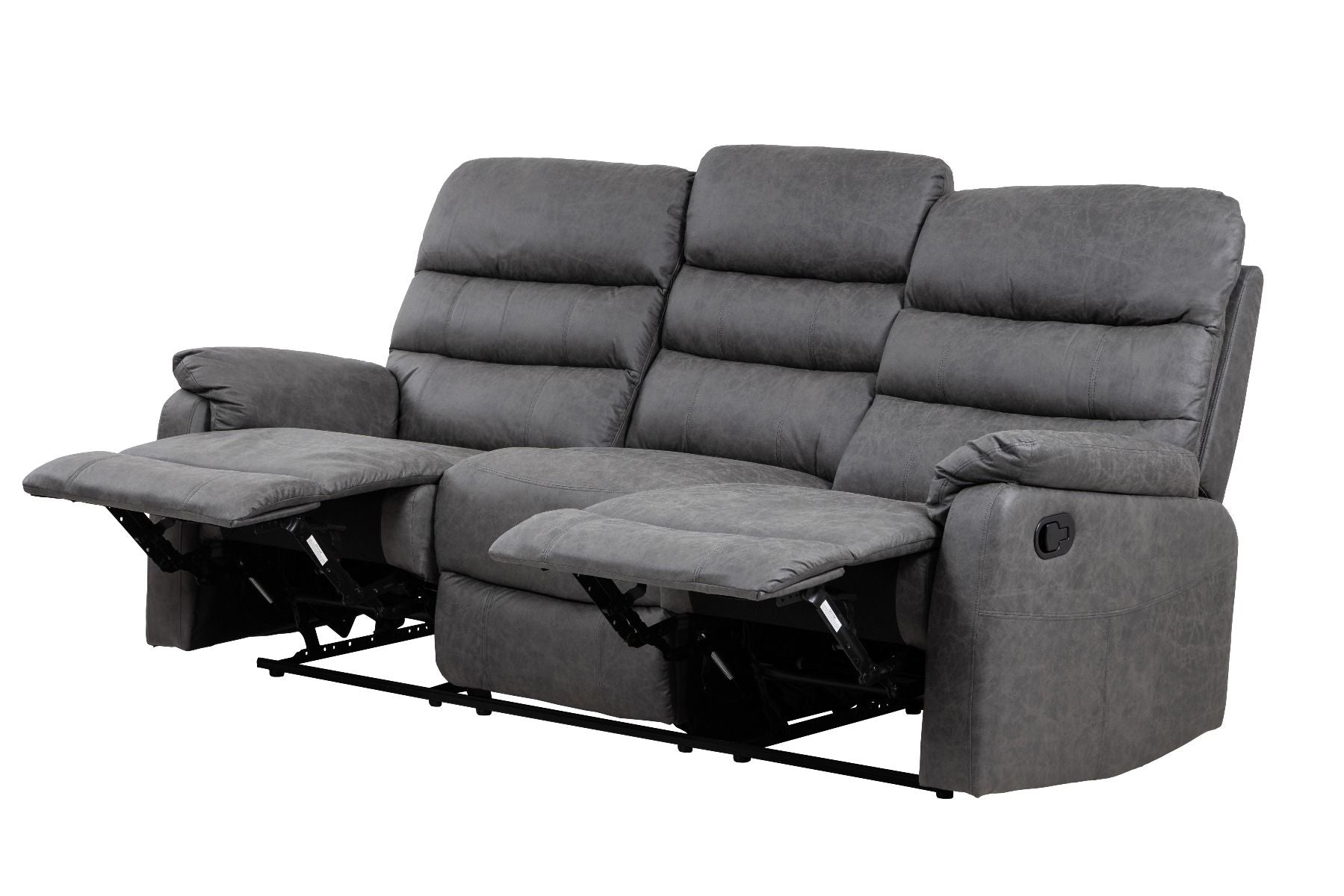 Taylor 3 Seater Recliner-Leather Air-Antique Grey Rub Off