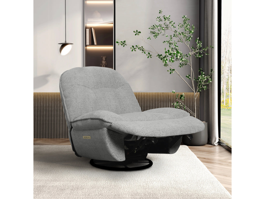 Torino Electric Reclining Swivel Armchair - Dark Grey Fusion