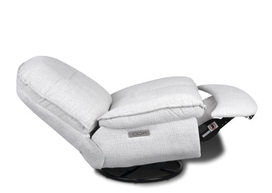 Torino Electric Reclining Swivel Armchair - Light Grey Fusion