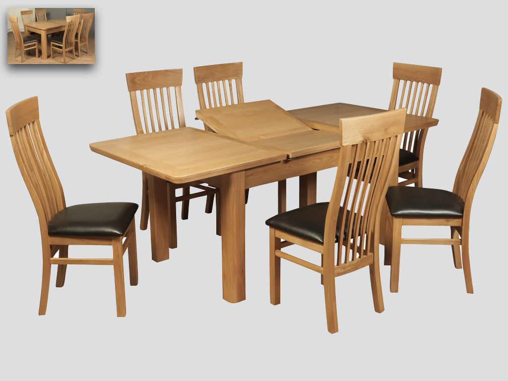 Treviso 6ft Extendable Dining set (6 Chairs) - Oak