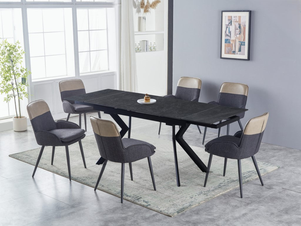 Valantino 160cm Automatic Extension Dining Table - Dark Grey