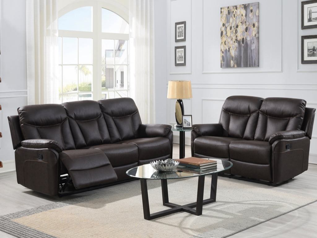 Vermont Manual Recliner Fabric Sofas - Dark Brown