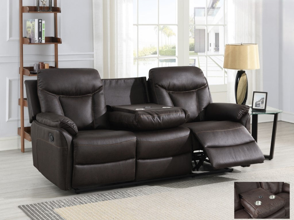 Vermont Manual Recliner Fabric Sofas - Dark Brown