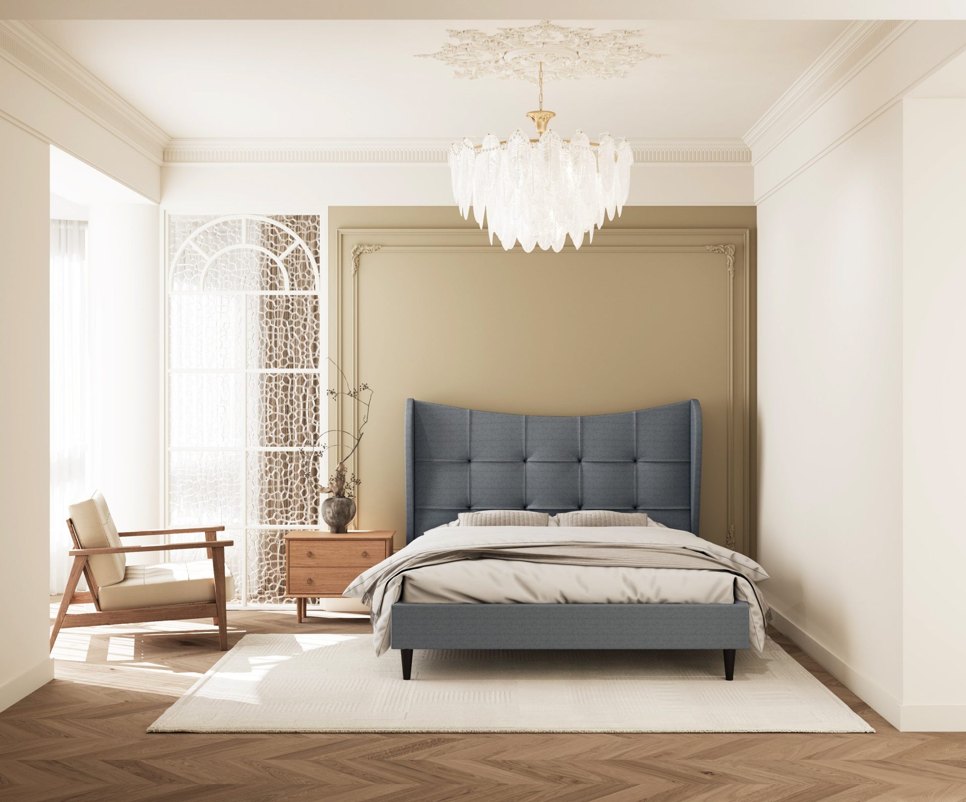 Verona 4'6" Bed - Grey Fabric