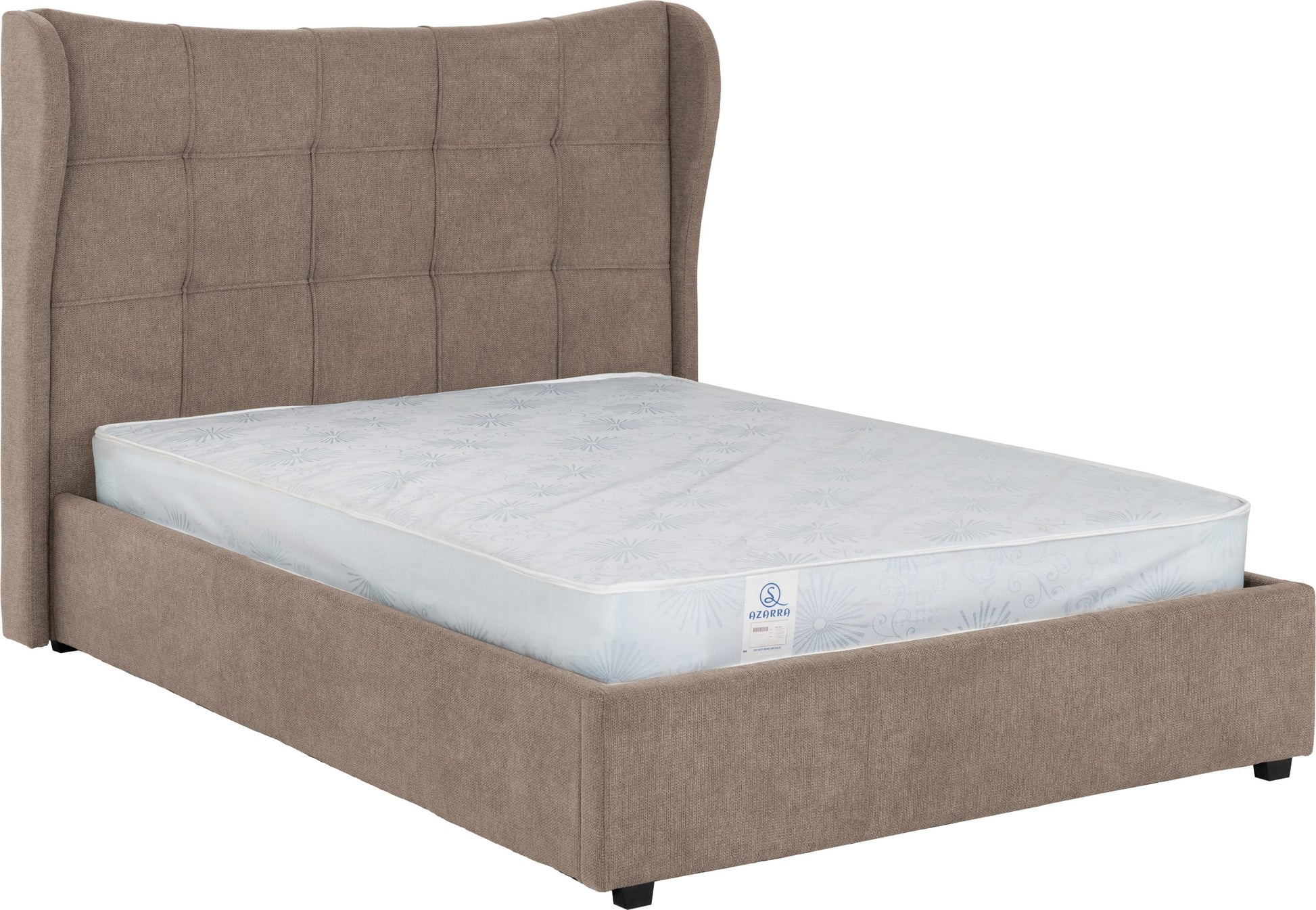 Verona Ottoman 4'6" Bed - Brown Fabric