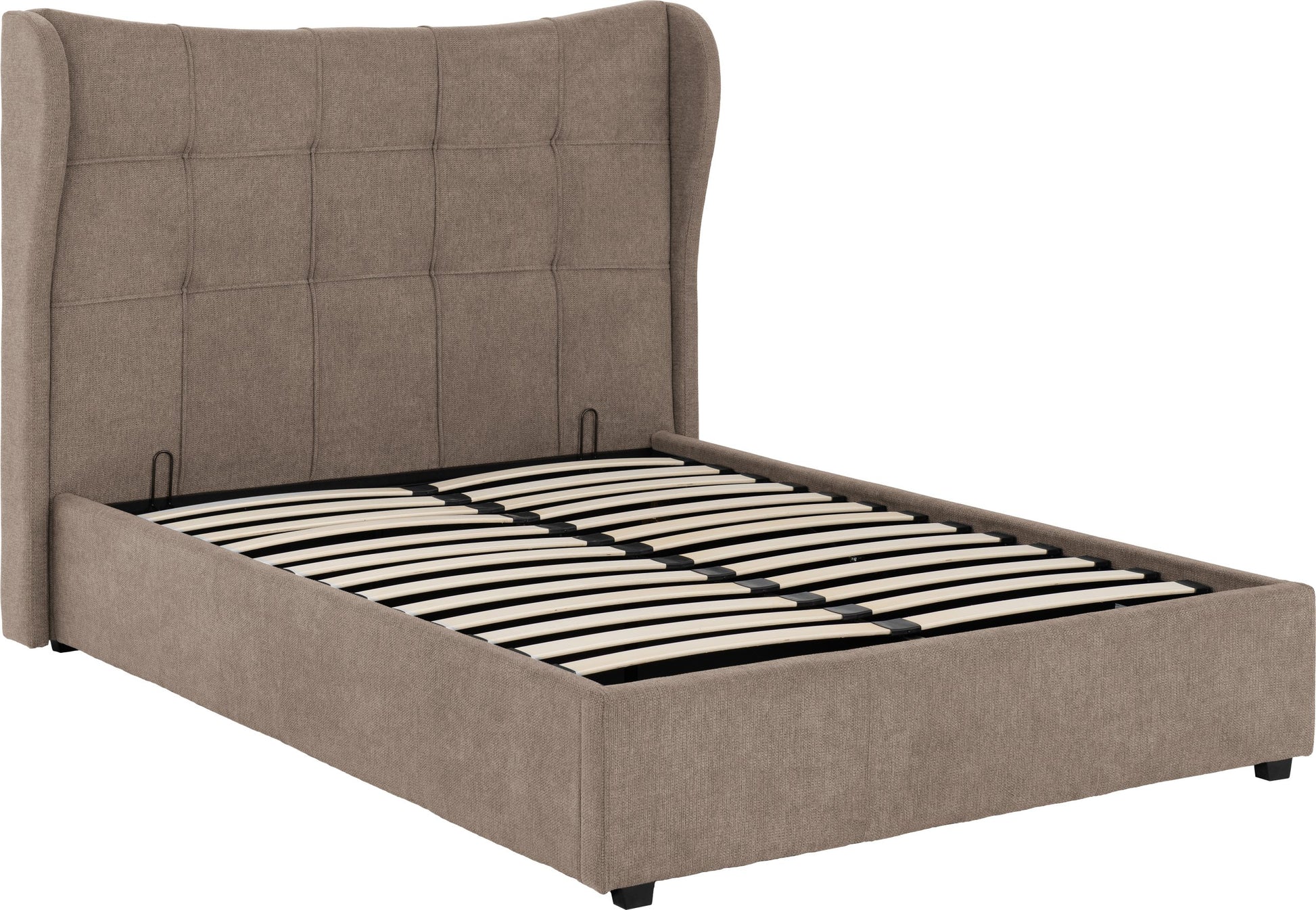 Verona Ottoman 4'6" Bed - Brown Fabric