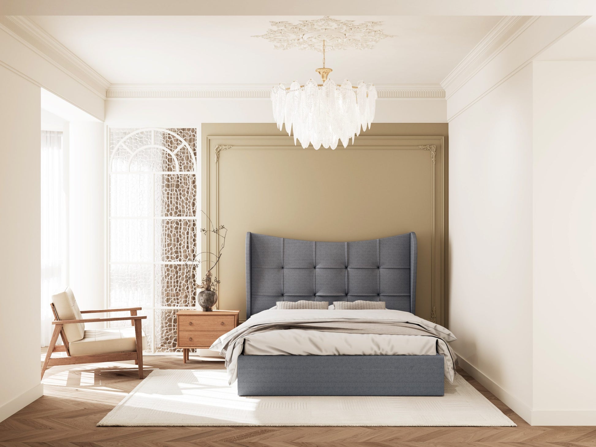 Verona Ottoman 4'6" Bed - Grey Fabric
