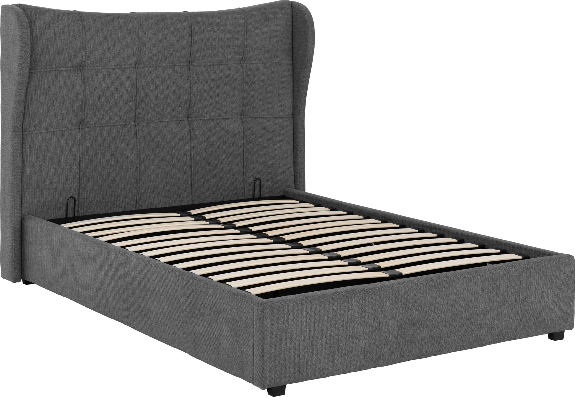 Verona Ottoman 4'6" Bed - Grey Fabric