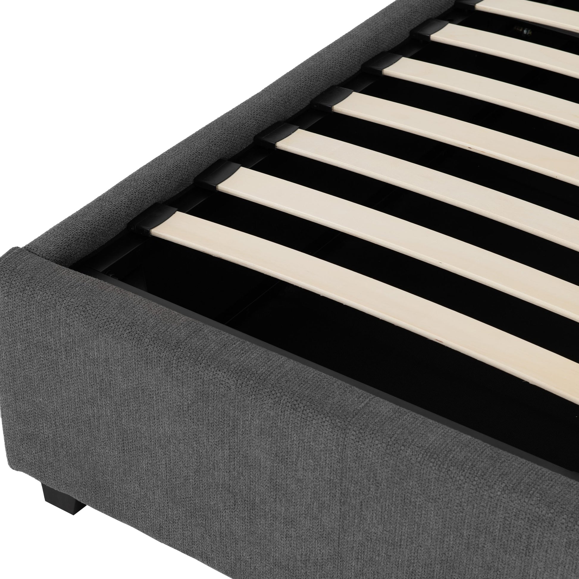 Verona Ottoman 4'6" Bed - Grey Fabric