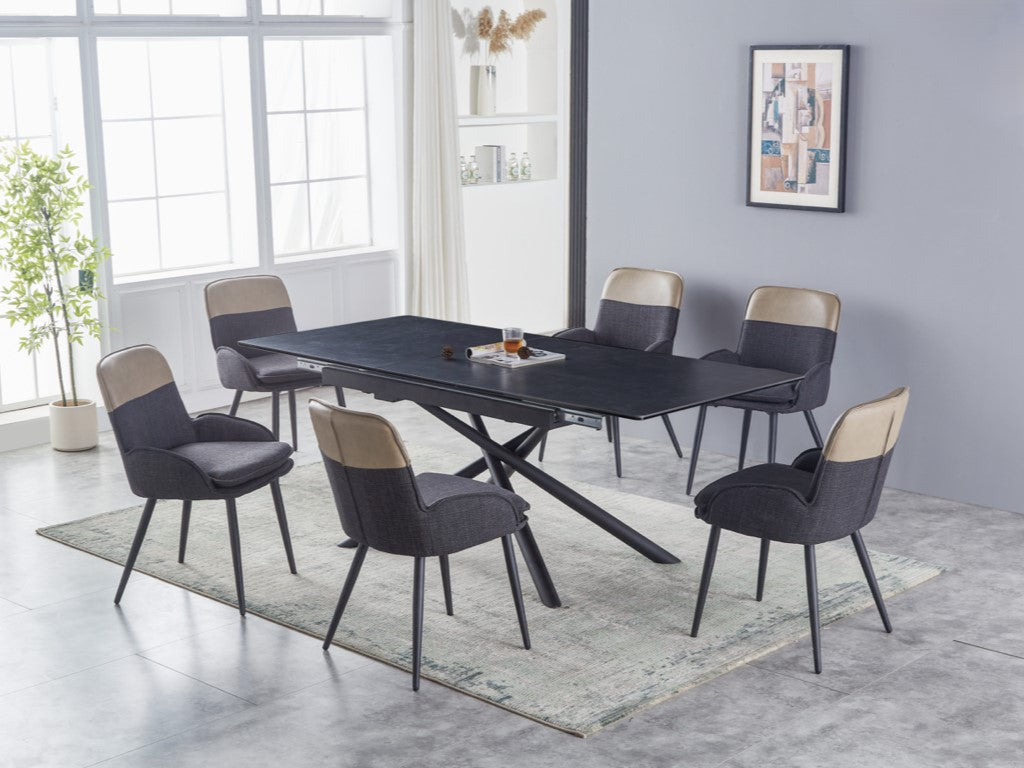 Ventura 160cm Automatic Extension Dining Table - Dark Grey