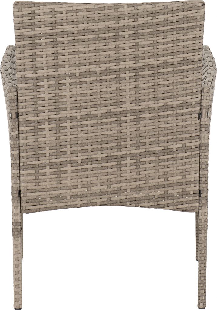 Woven chair with a neutral color on a white background