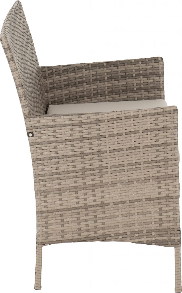 Wicker chair with cushion on a white background
