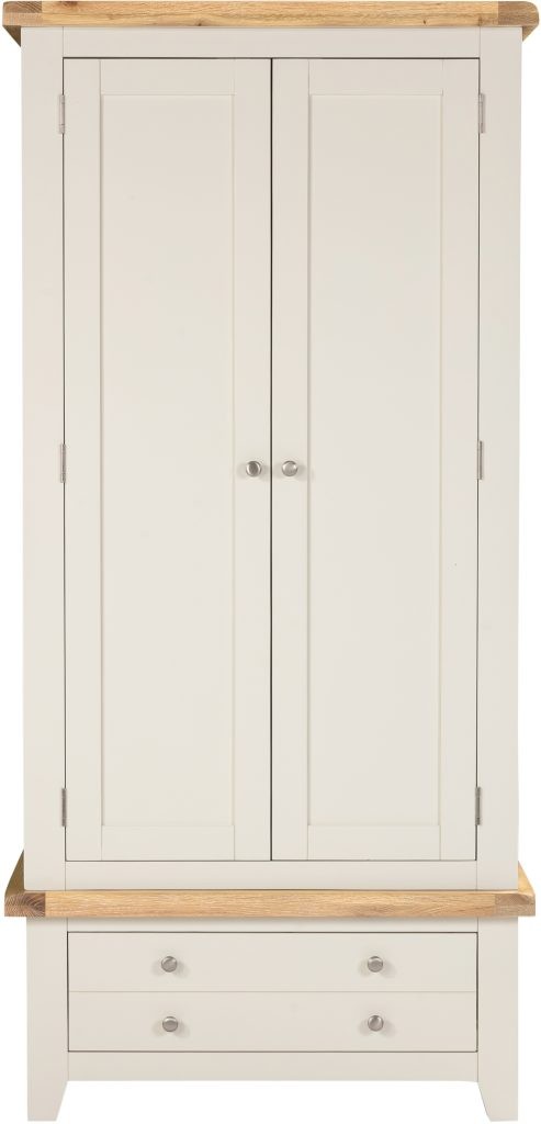 Windsor 2 Door 1 Drawer Wardrobe - Ivory/Oak