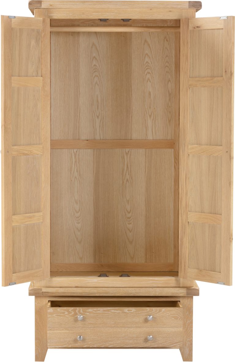 Windsor 2 Door 1 Drawer Wardrobe – Natural Oak