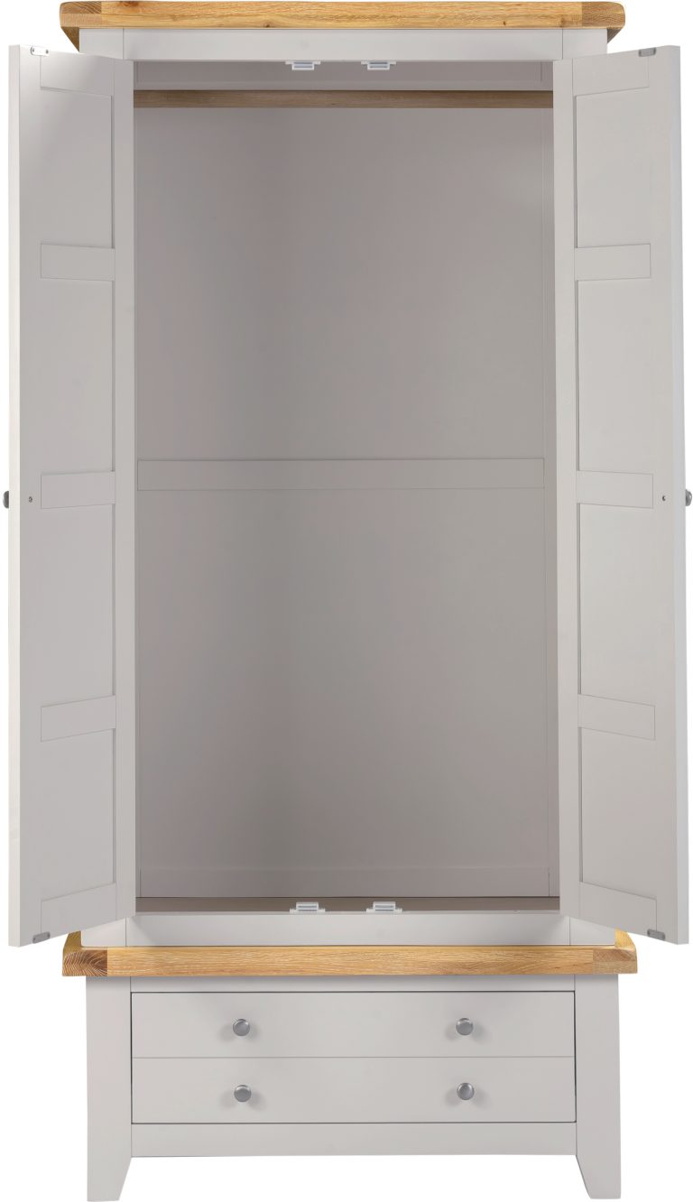 Windsor 2 Door 1 Drawer Wardrobe – Pebble Grey/Oak