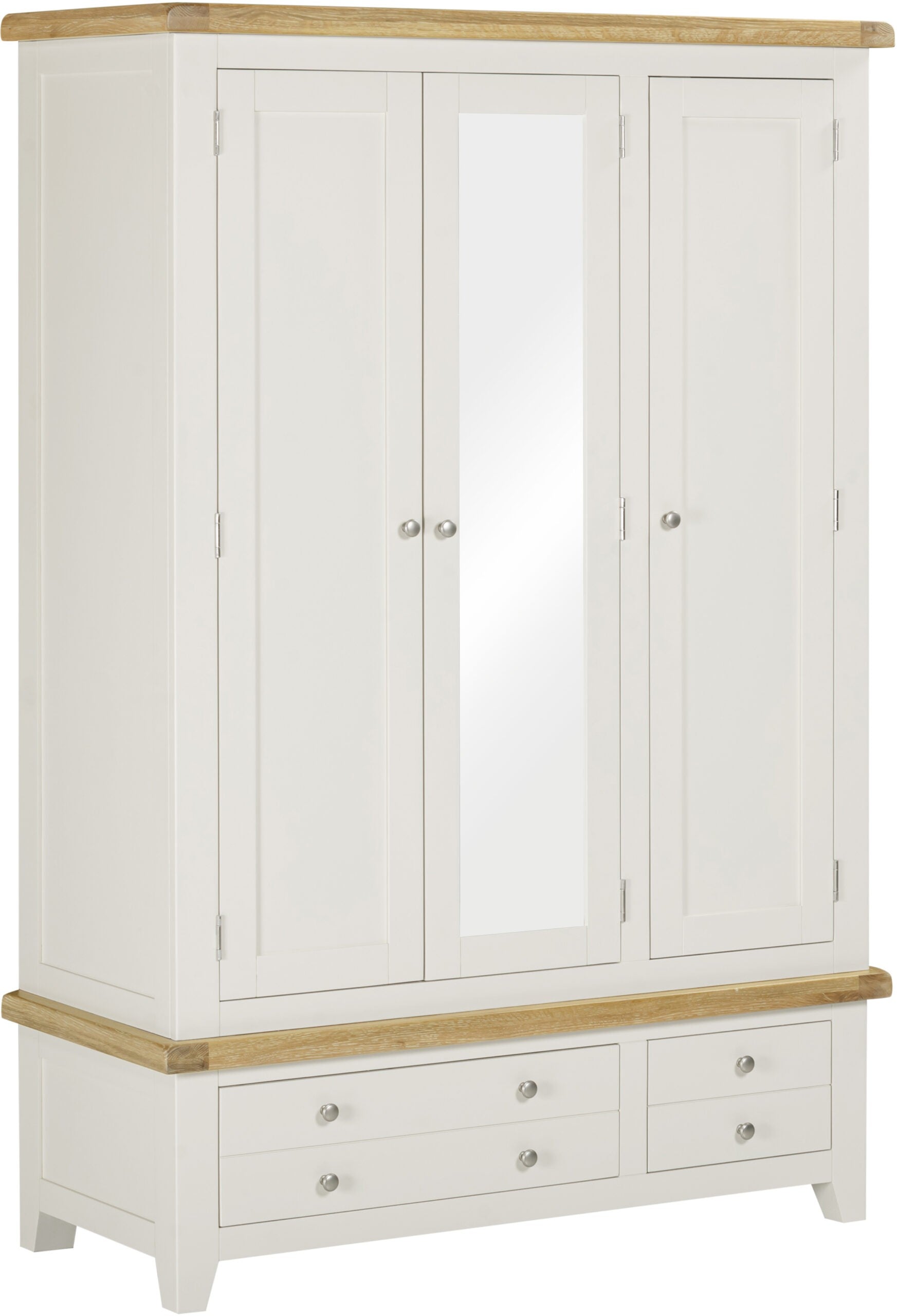 Windsor 3 Door 2 Drawer Wardrobe – Ivory/Oak