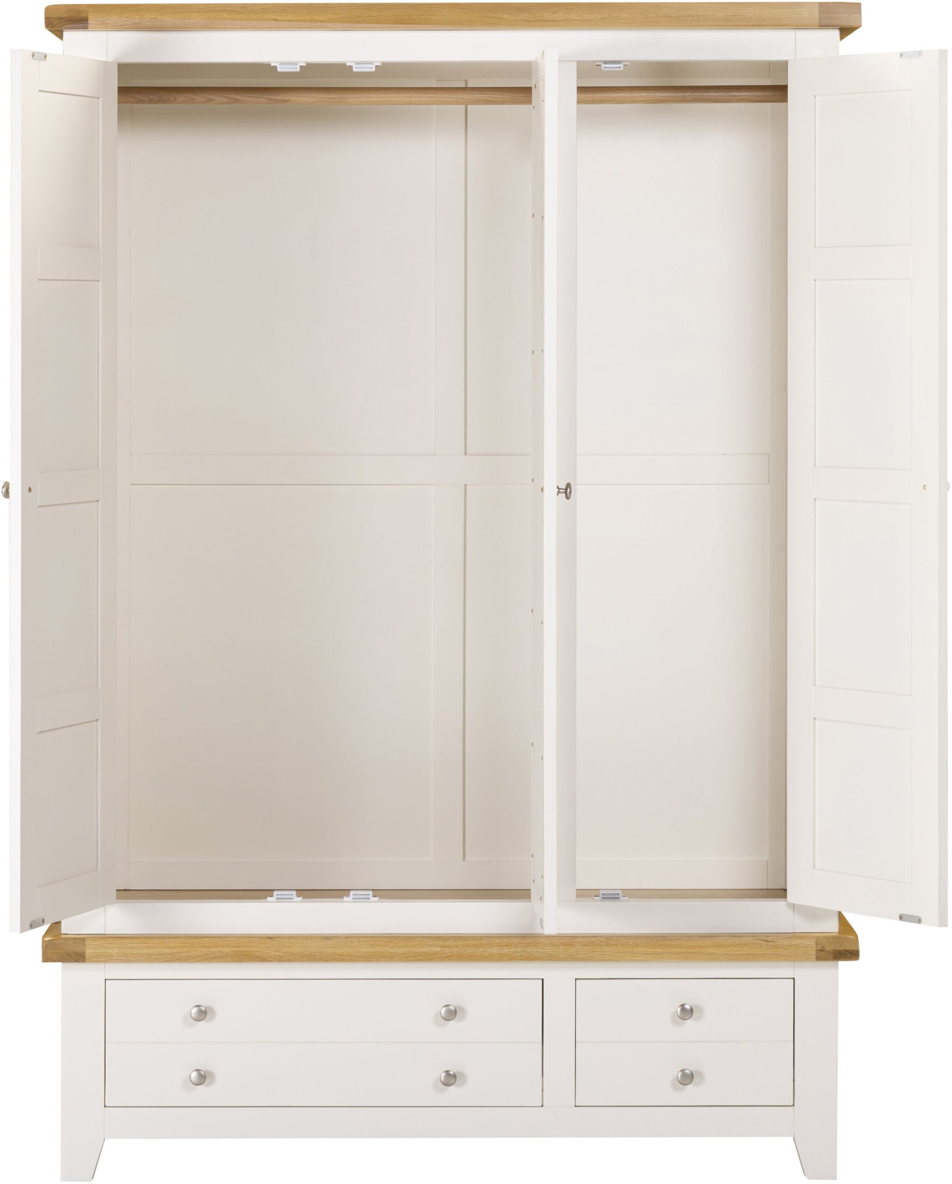 Windsor 3 Door 2 Drawer Wardrobe – Ivory/Oak