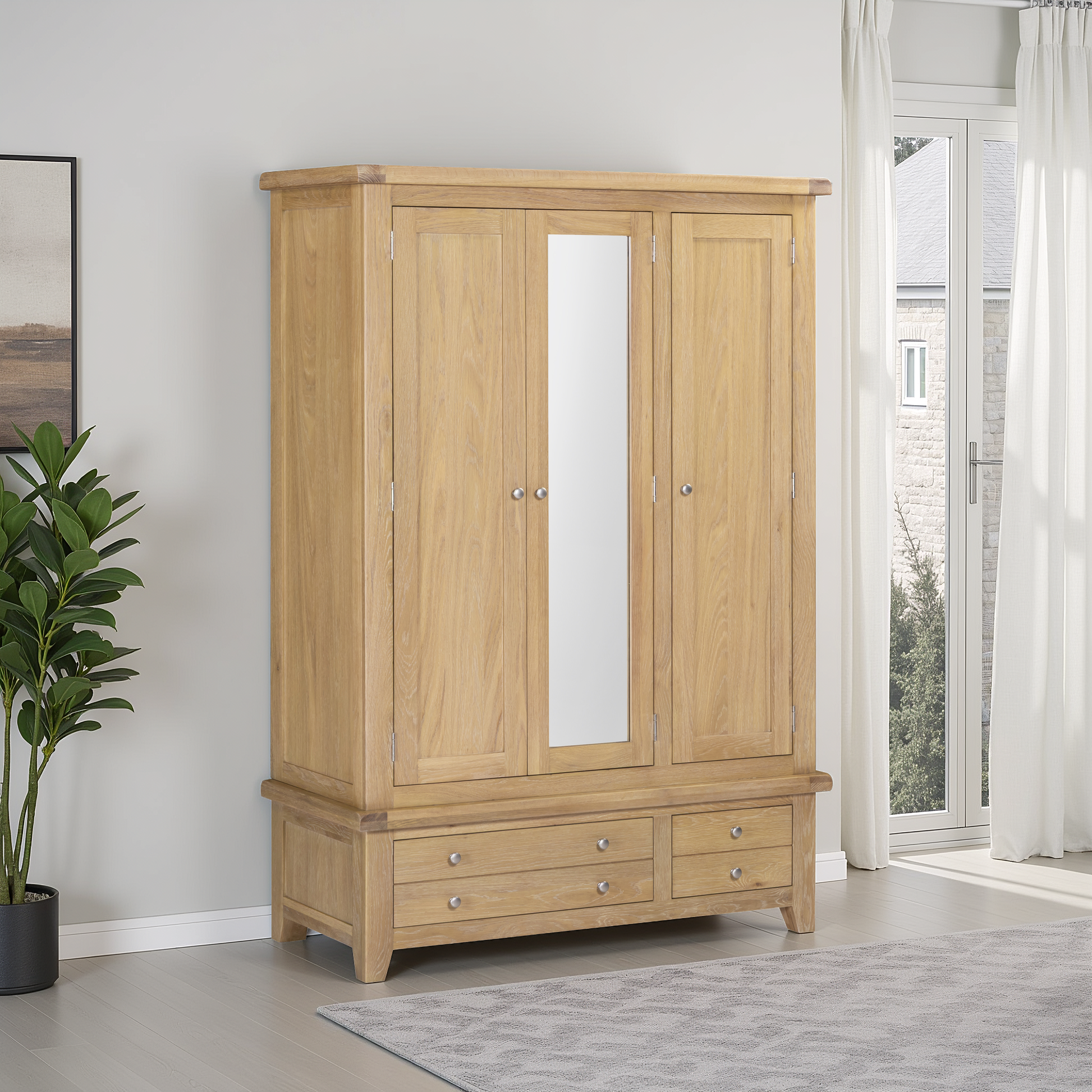 Windsor 3 Door 2 Drawer Wardrobe – Natural Oak