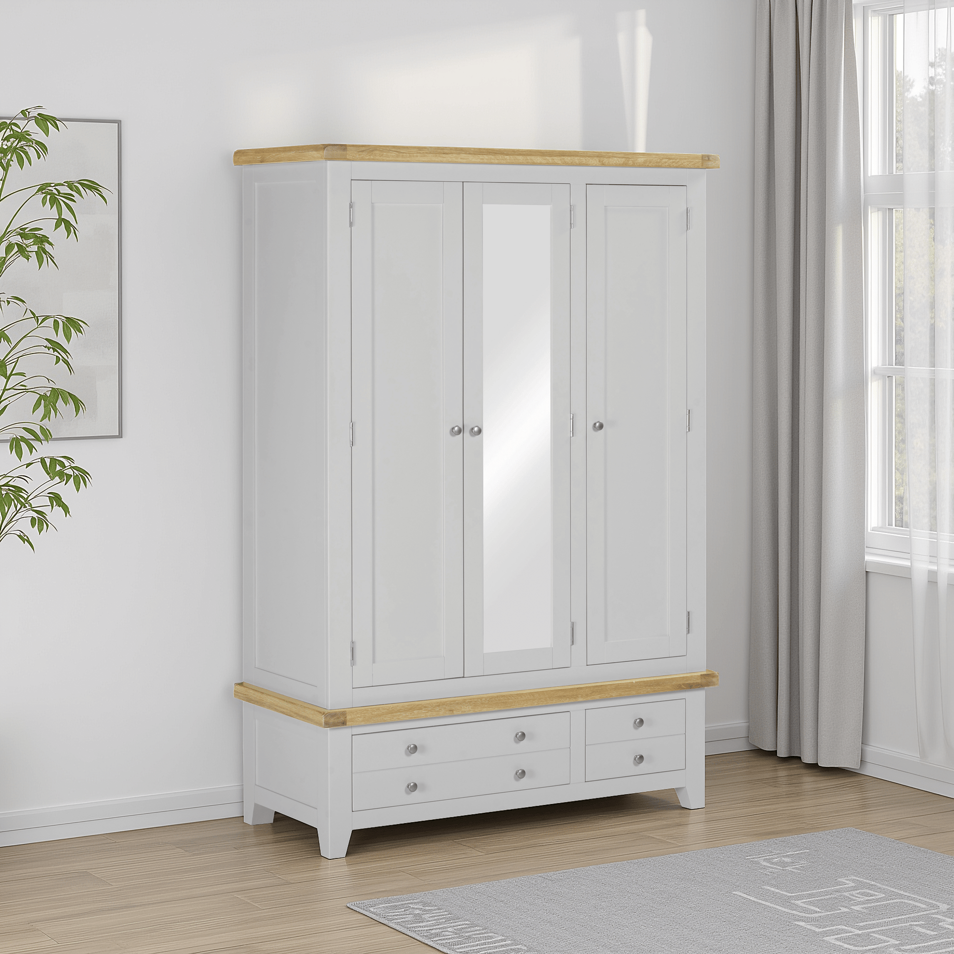 Windsor 3 Door 2 Drawer Wardrobe – Pebble Grey/Oak