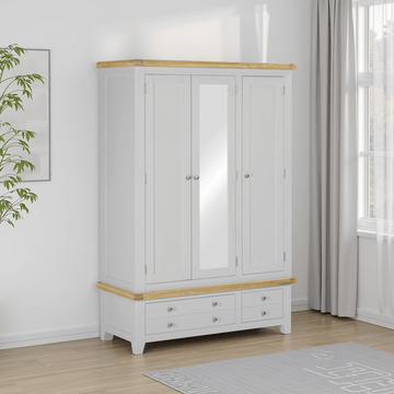 Windsor 3 Door 2 Drawer Wardrobe – Pebble Grey/Oak