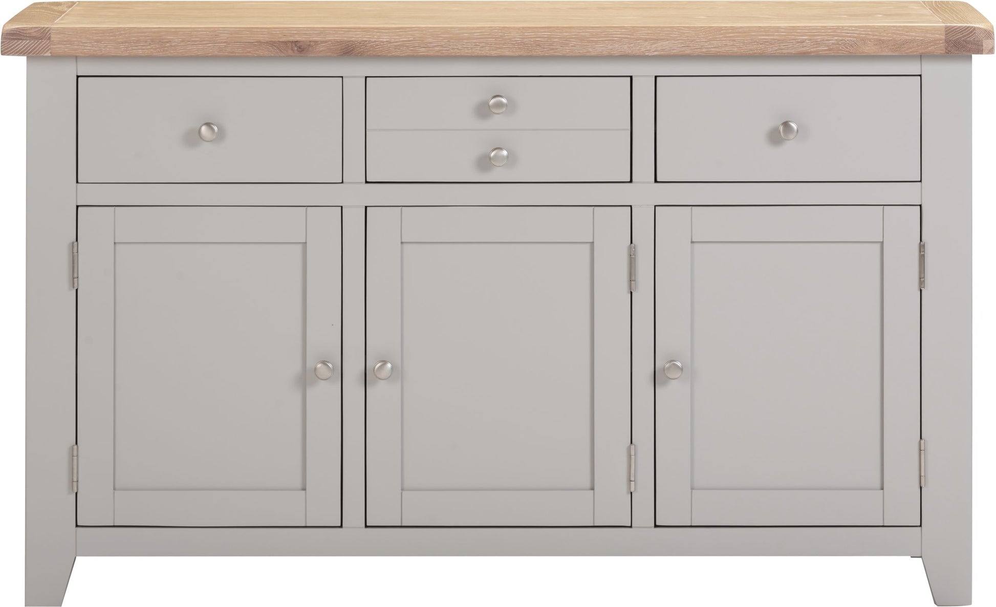 Windsor 3 Door 3 Drawer Sideboard – Pebble Grey/Oak