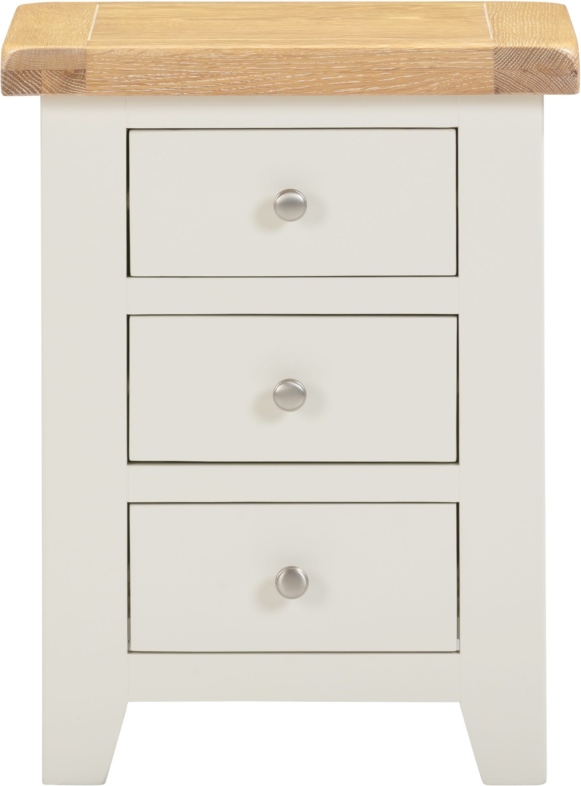 Windsor 3 Drawer Bedside - Ivory/Oak