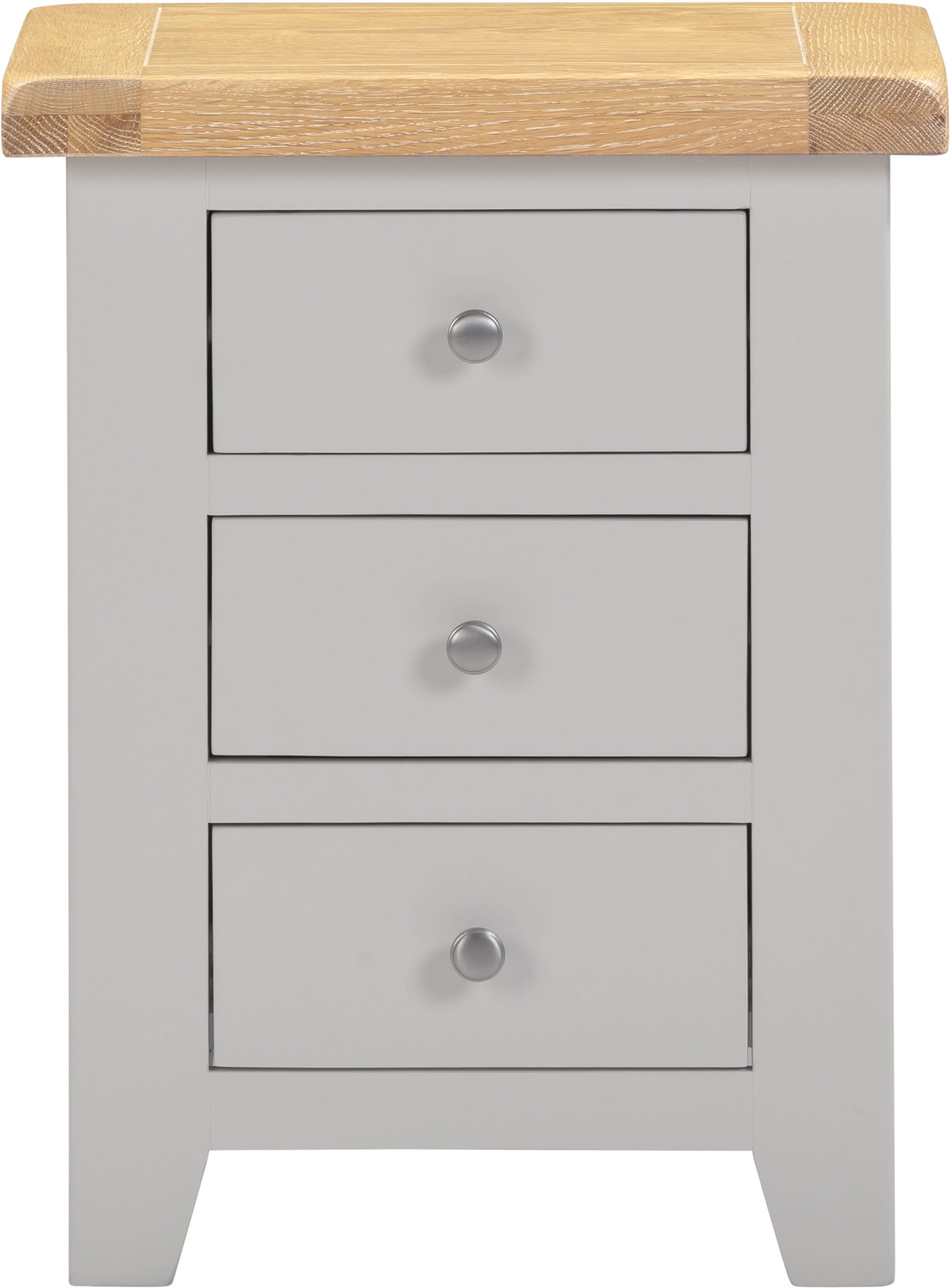 Windsor 3 Drawer Bedside - Pebble Grey/Oak