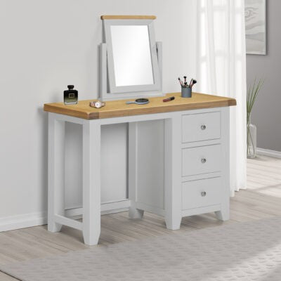 Windsor 3 Drawer Dressing Table & Mirror - Pebble Grey/Oak