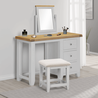 Windsor 3 Drawer Dressing Table - Pebble Grey/Oak