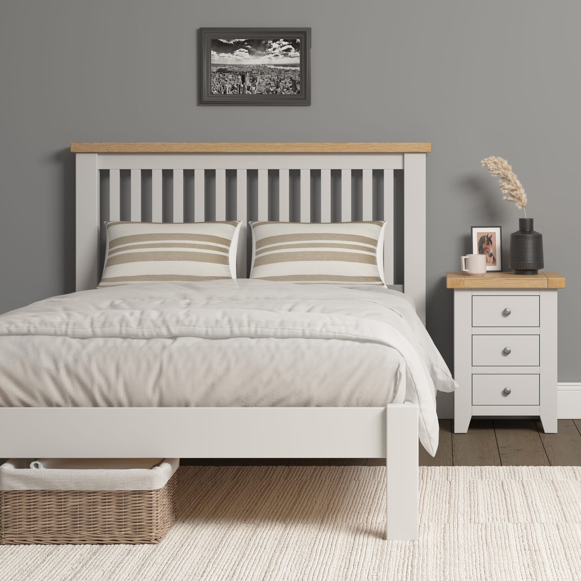 Windsor 4'6" Bed Low Foot End - Ivory/Oak