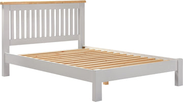 Windsor 4'6" Bed Low Foot End - Pebble Grey/Oak