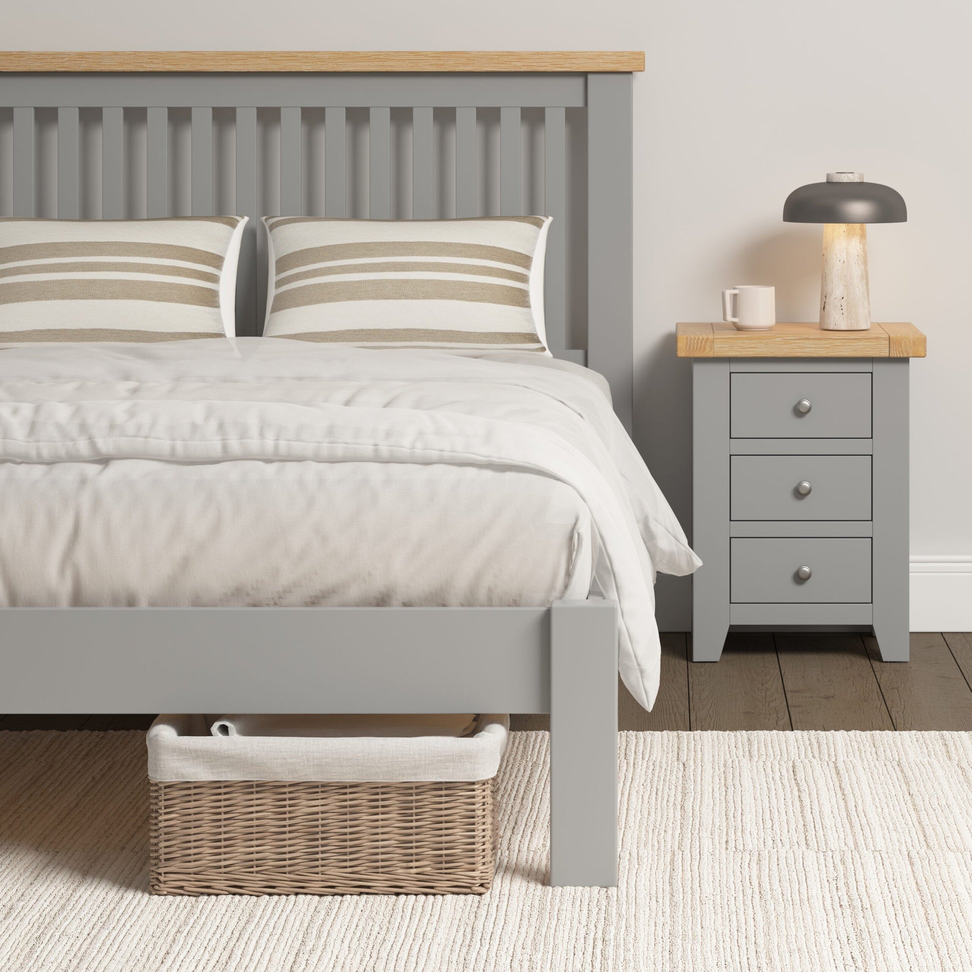 Windsor 5' Bed Low Foot End - Pebble Grey/Oak