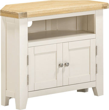 Windsor Corner TV Unit - Ivory/Oak