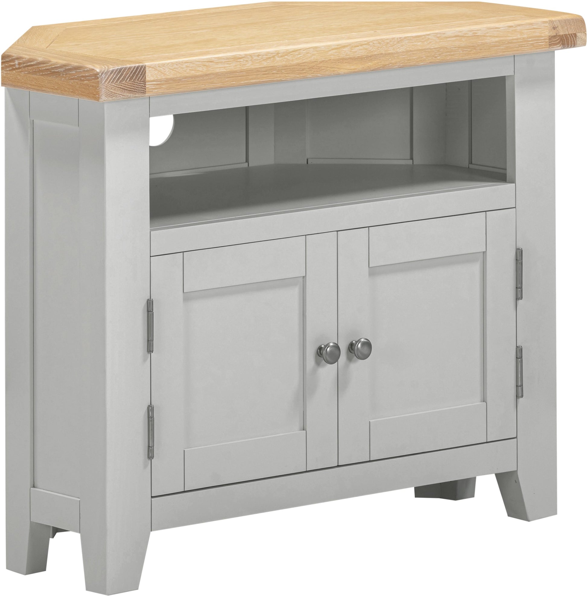 Windsor Corner TV Unit - Pebble Grey/Oak