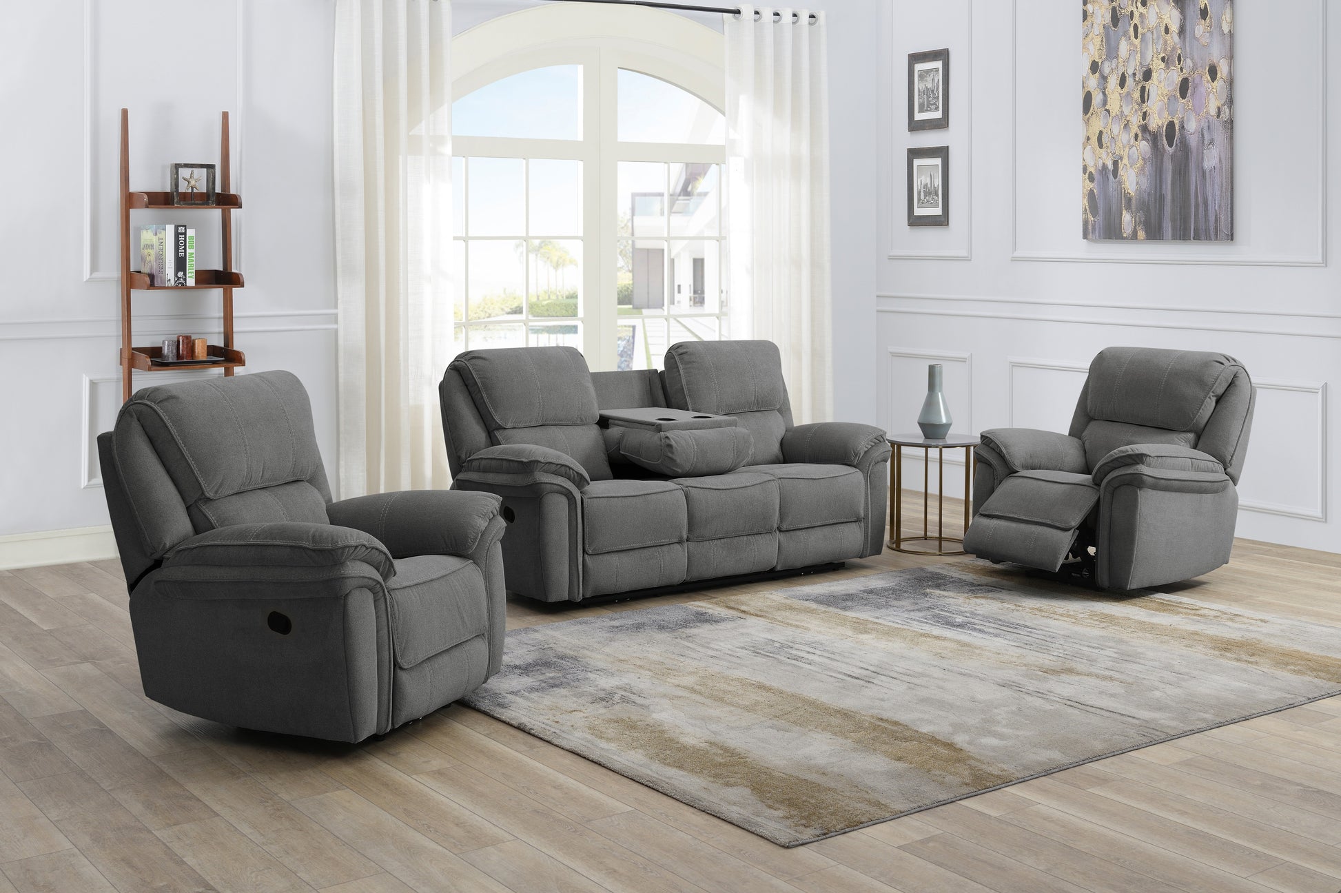 Westbury 3+1+1 Manual Reclining Sofas- Stone