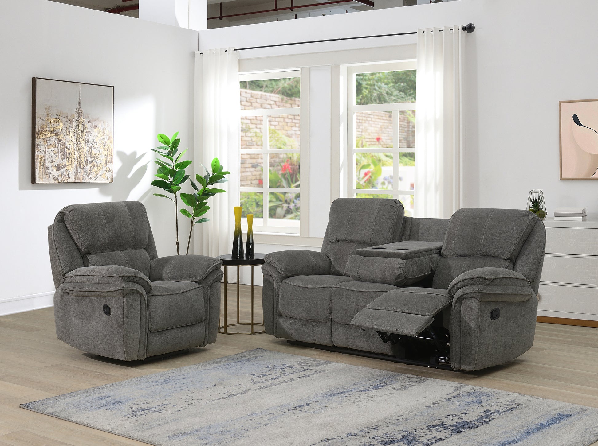 Westbury 3+1+1 Manual Reclining Sofas- Stone