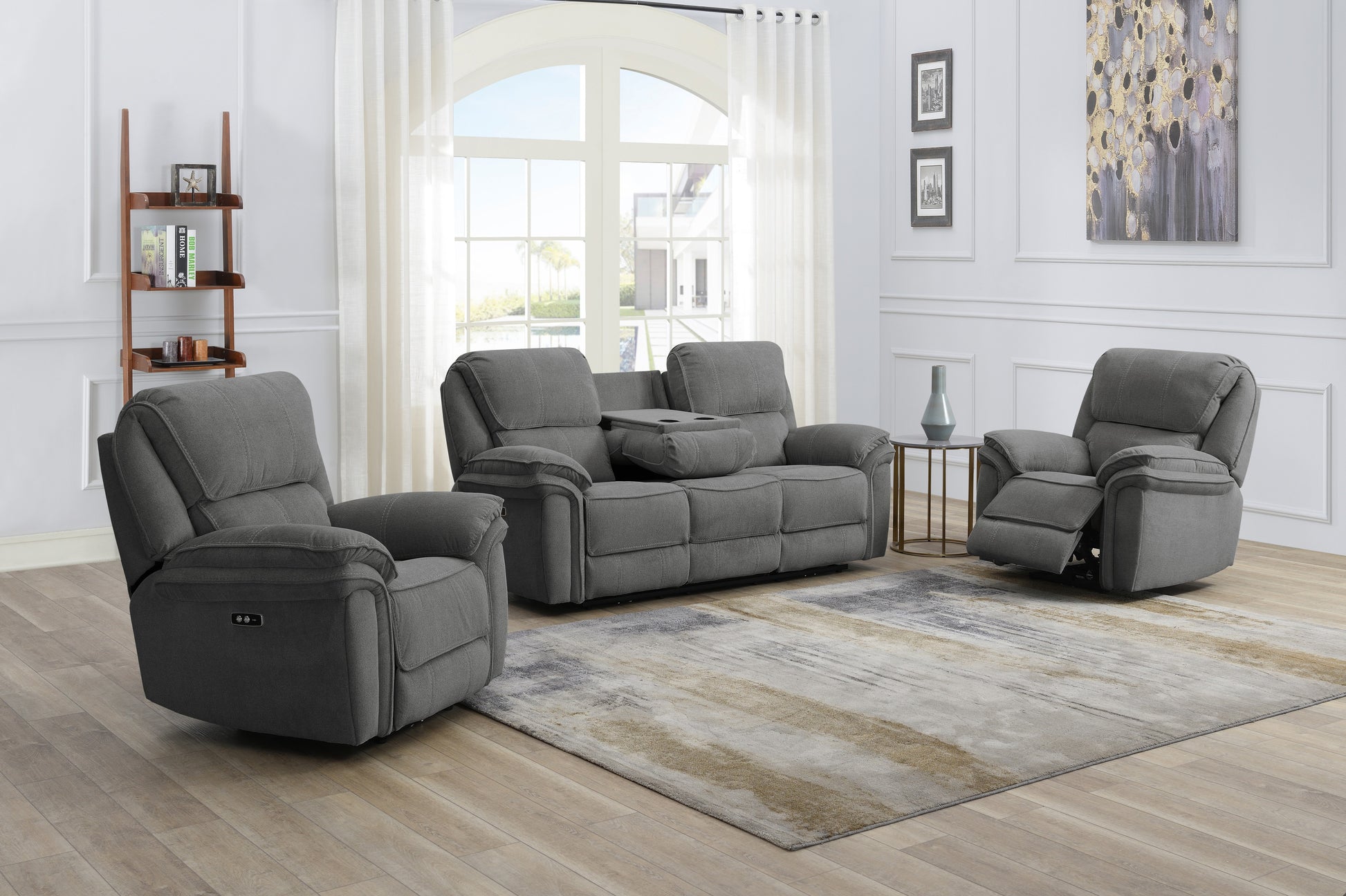 Westbury 3+1+1 Electric Reclining Sofas- Stone