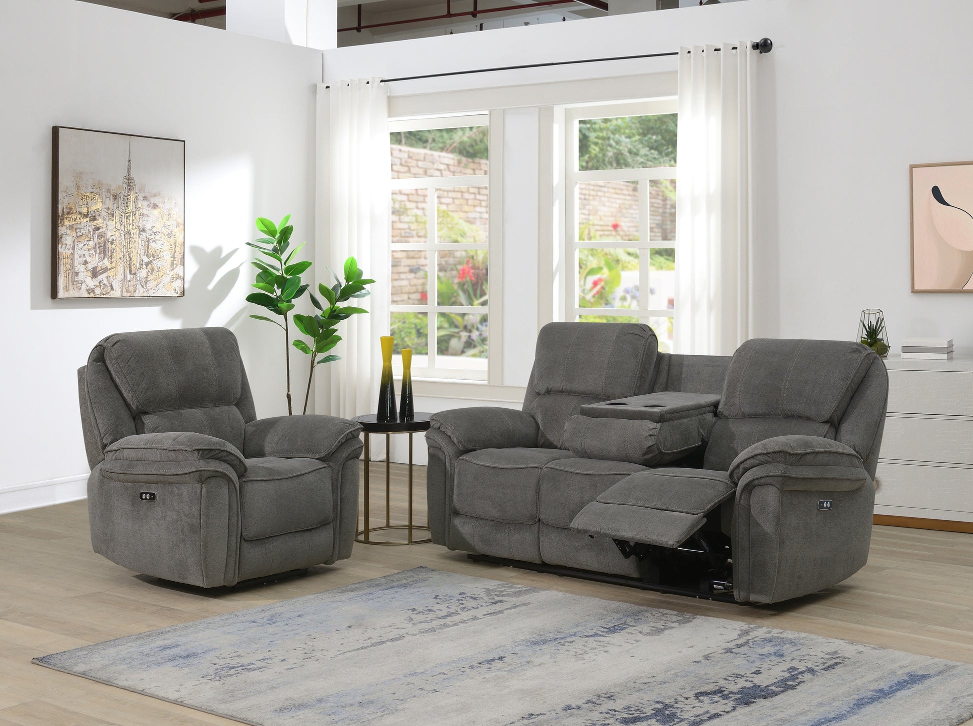 Westbury 3+1+1 Electric Reclining Sofas- Stone