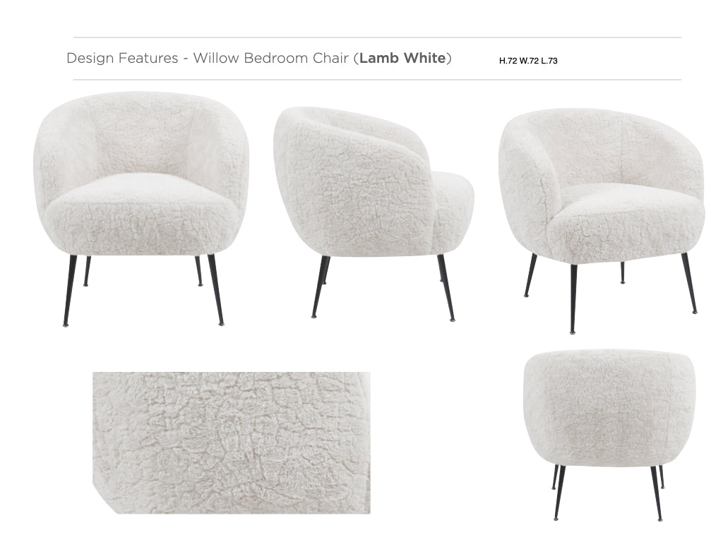 Willow Bedroom Chair - Lamb White