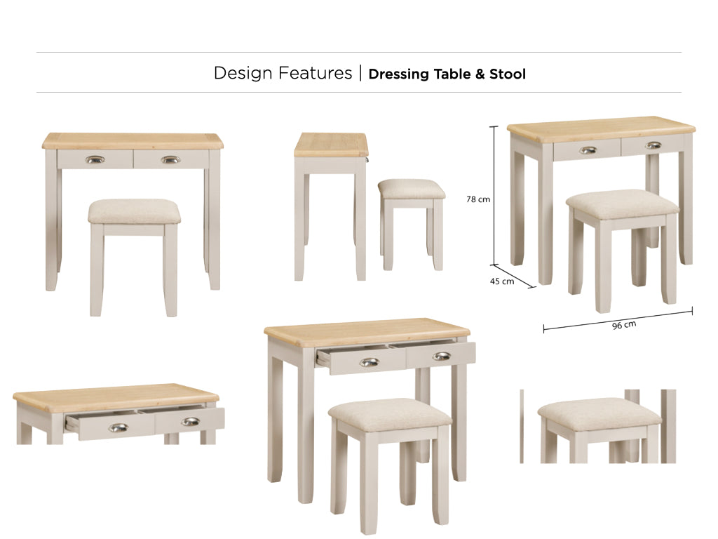 Windermere Painted Dressing Table & Stool- Mirror optional