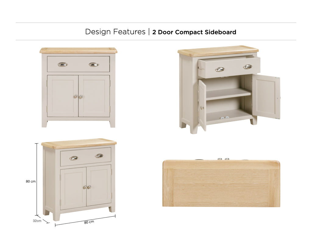 Windermere 1 Drawer 2 Door Compact Sideboard-Painted 