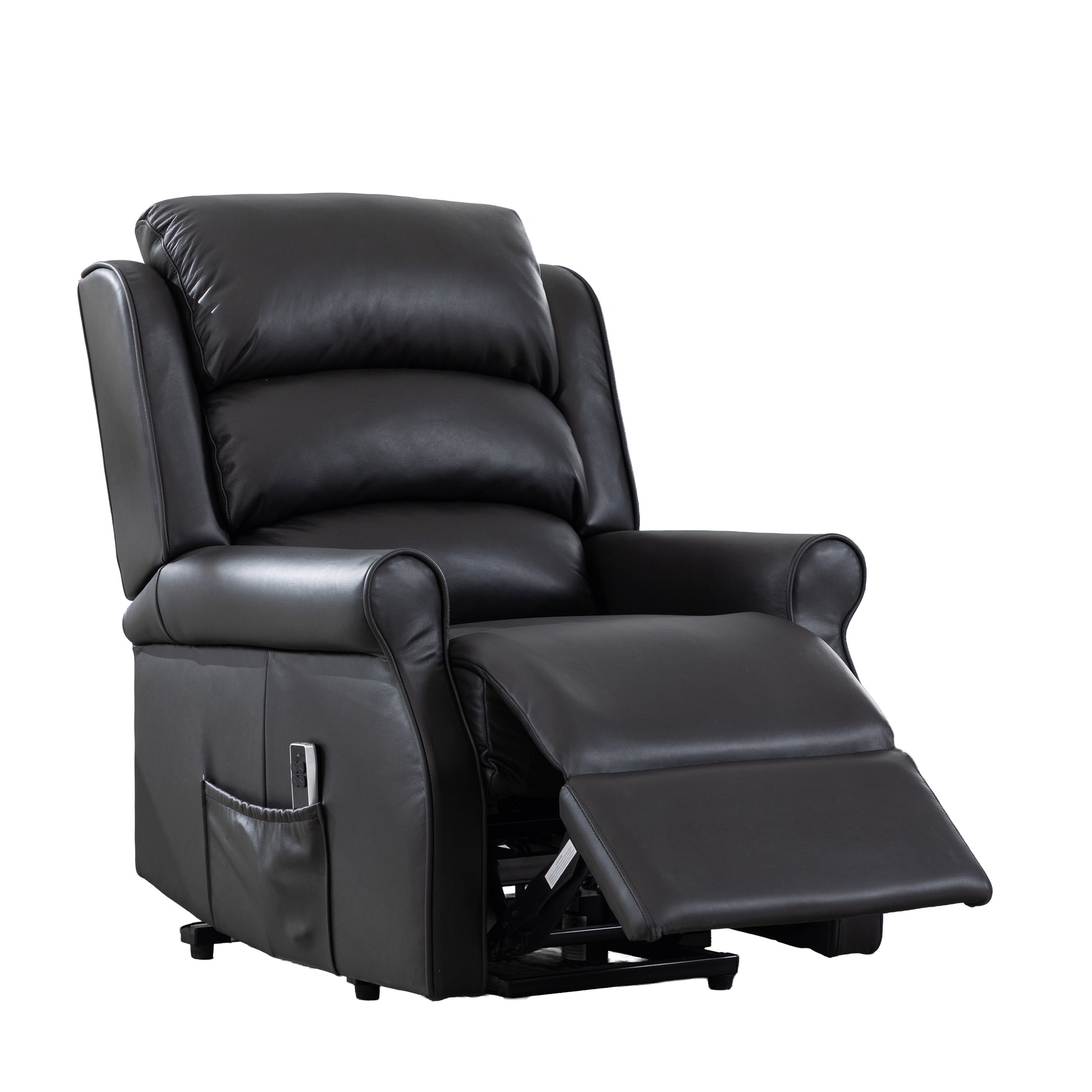 Windsor Black Leather Lift & Tilt Recliner - Dual Motor
 chair on a white background
