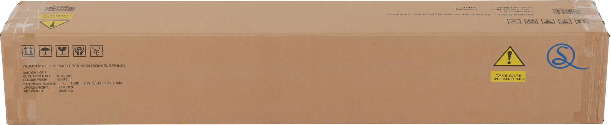 Yasmin 5' Roll-Up Mattress 18cm (Bonnel Spring) - White
