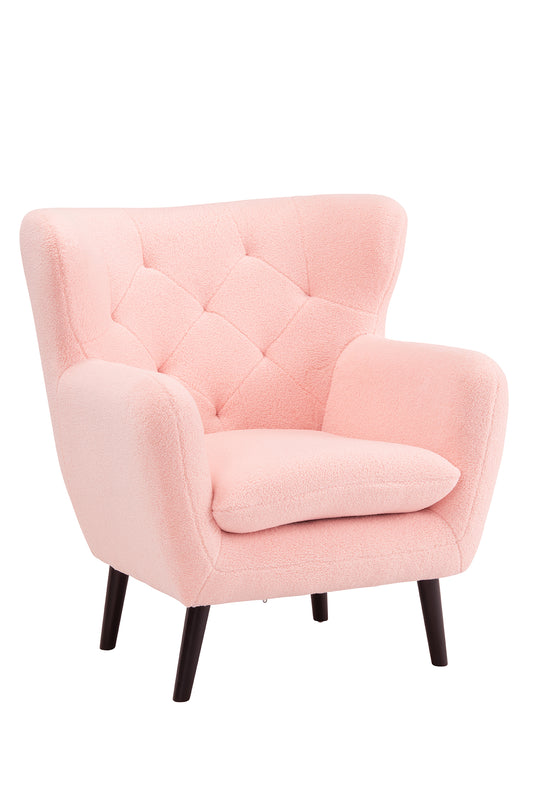 Yak Armchair - Short Faux Sheepskin - Pink