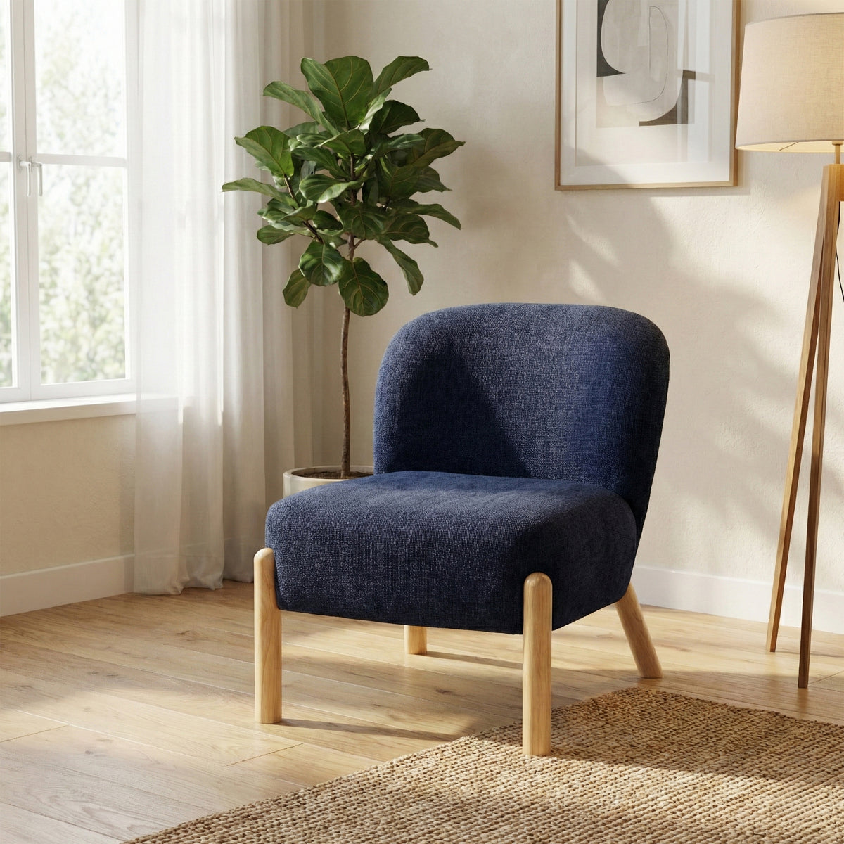 Alana in Denim Blue, accent chair in a living room