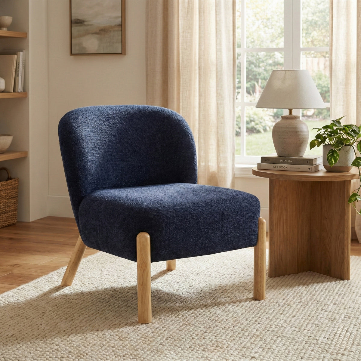 Alana in Denim Blue, accent chair in another room setting